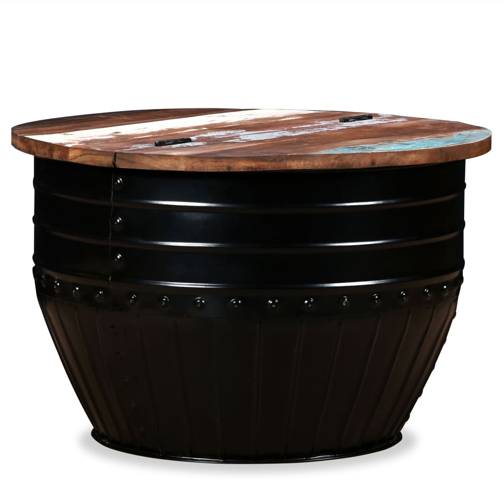 Table basse Bois de récupération massif Forme de baril Noir - XIOS
