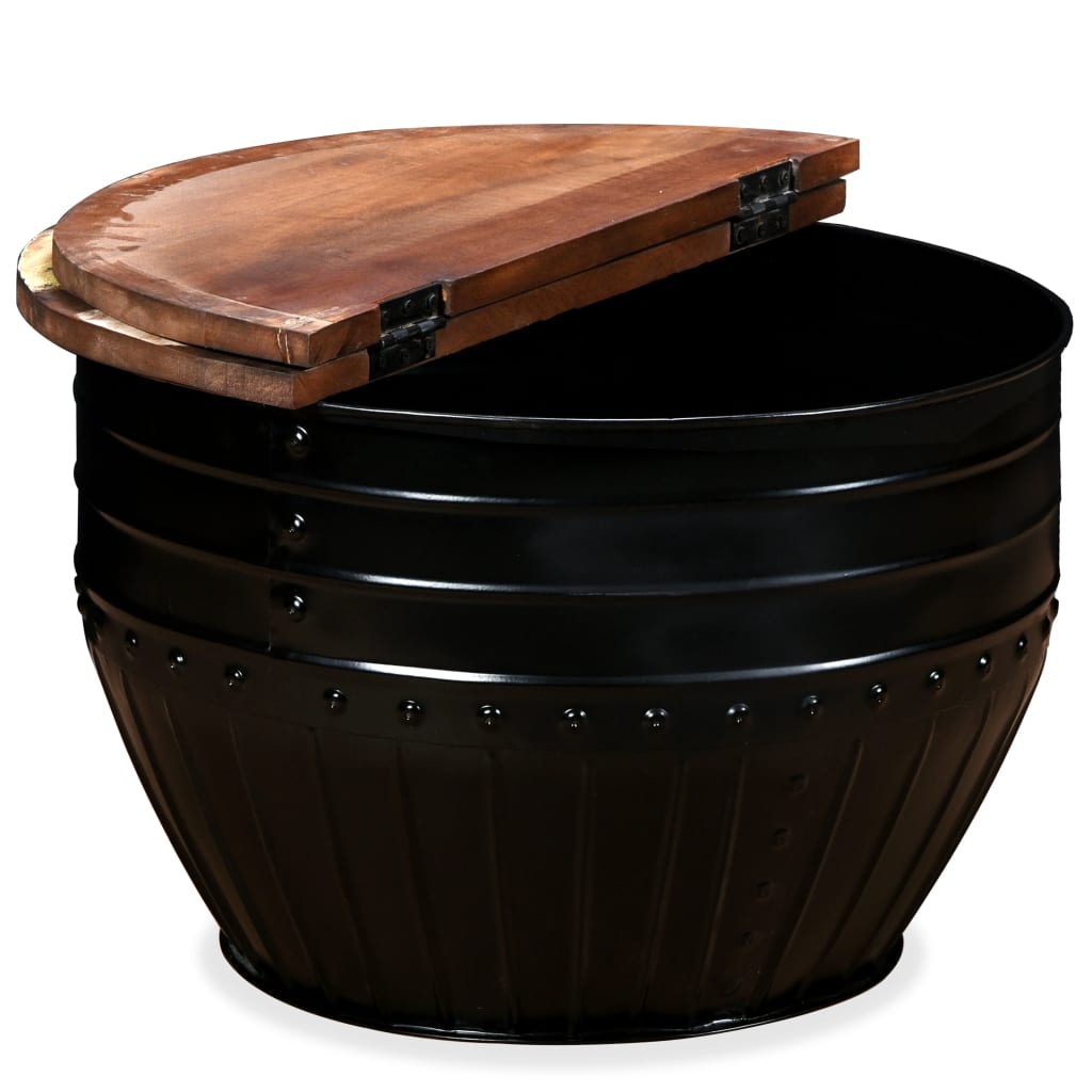 Table basse Bois de récupération massif Forme de baril Noir - XIOS