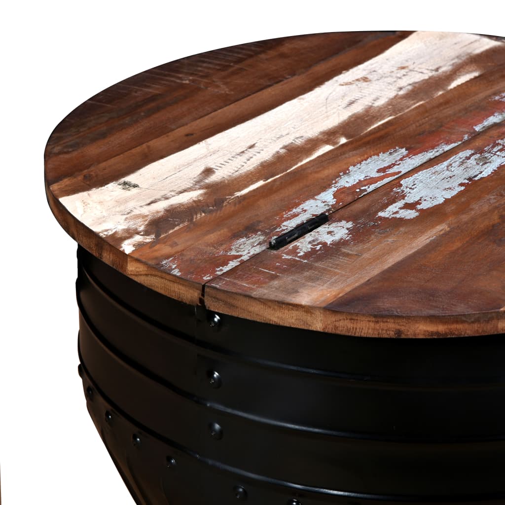 Table basse Bois de récupération massif Forme de baril Noir - XIOS
