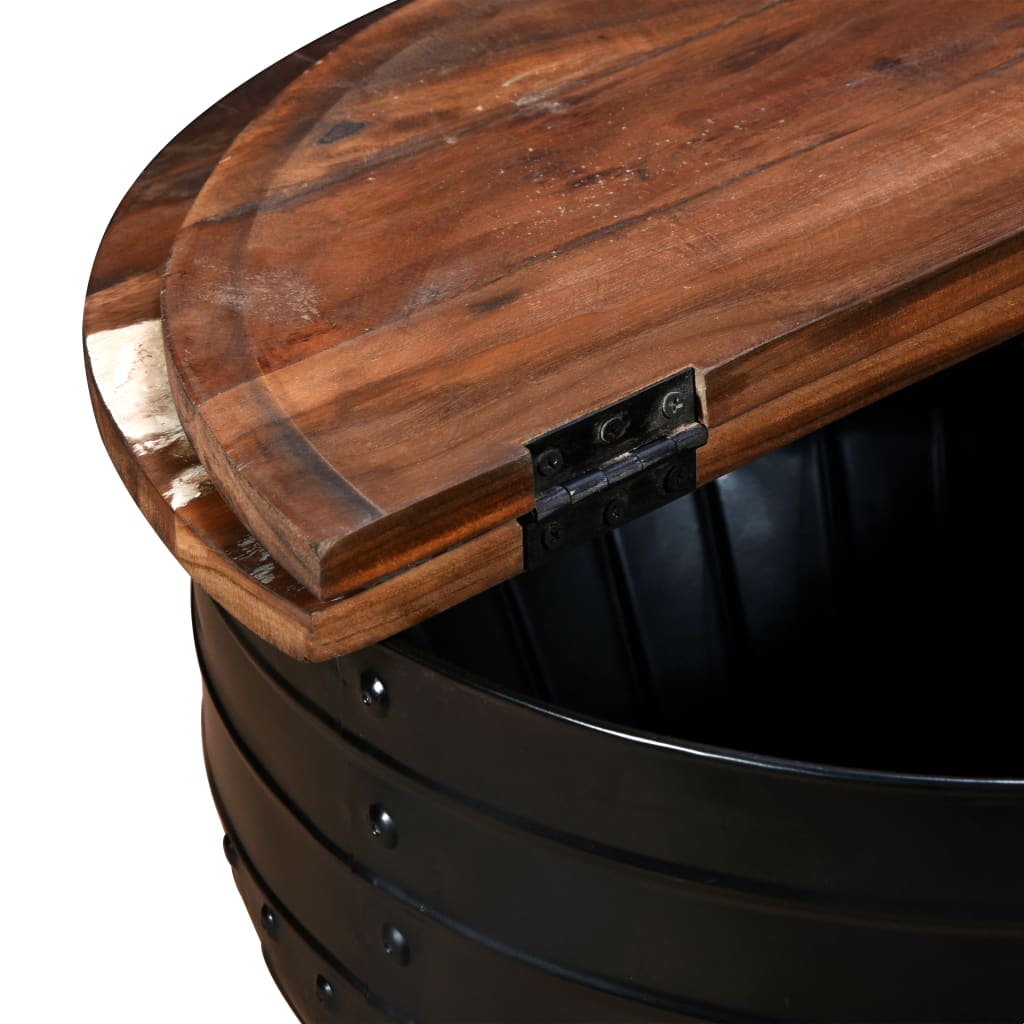 Table basse Bois de récupération massif Forme de baril Noir - XIOS