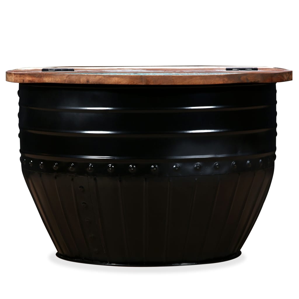 Table basse Bois de récupération massif Forme de baril Noir - XIOS