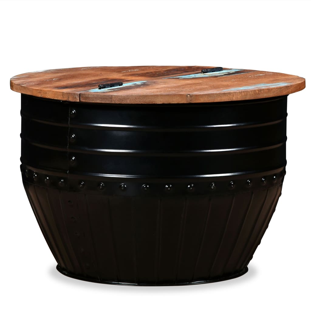 Table basse Bois de récupération massif Forme de baril Noir - XIOS