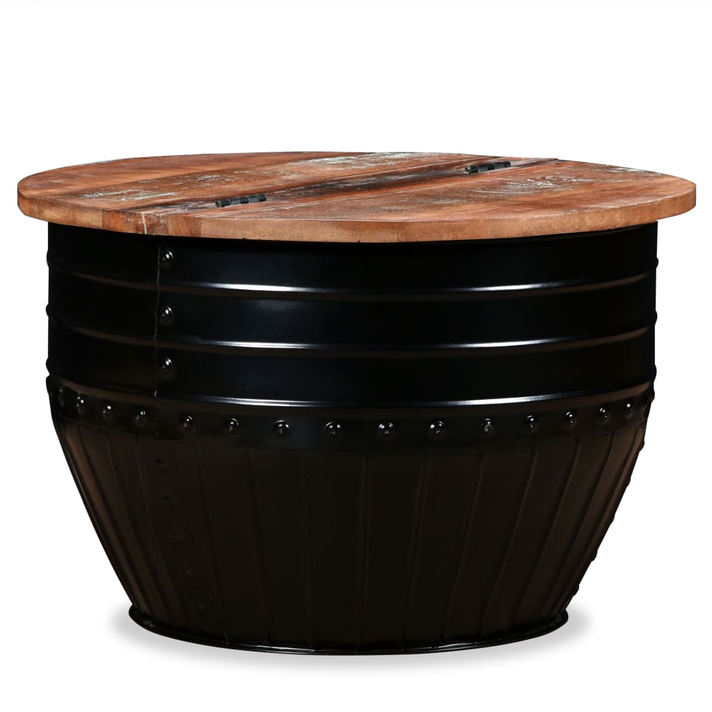 Table basse Bois de récupération massif Forme de baril Noir - XIOS