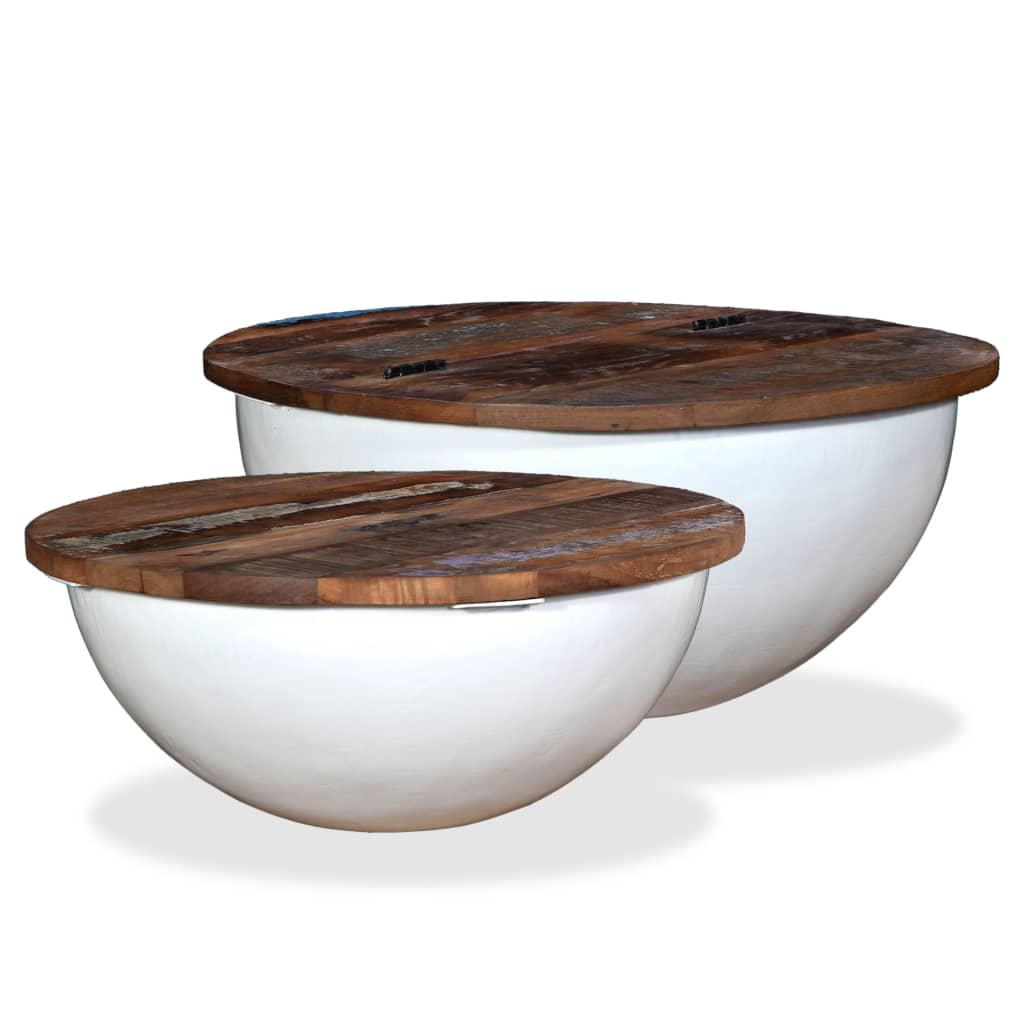 Ensemble de table basse 2pcs Bois récupération massif forme bol - XIOS