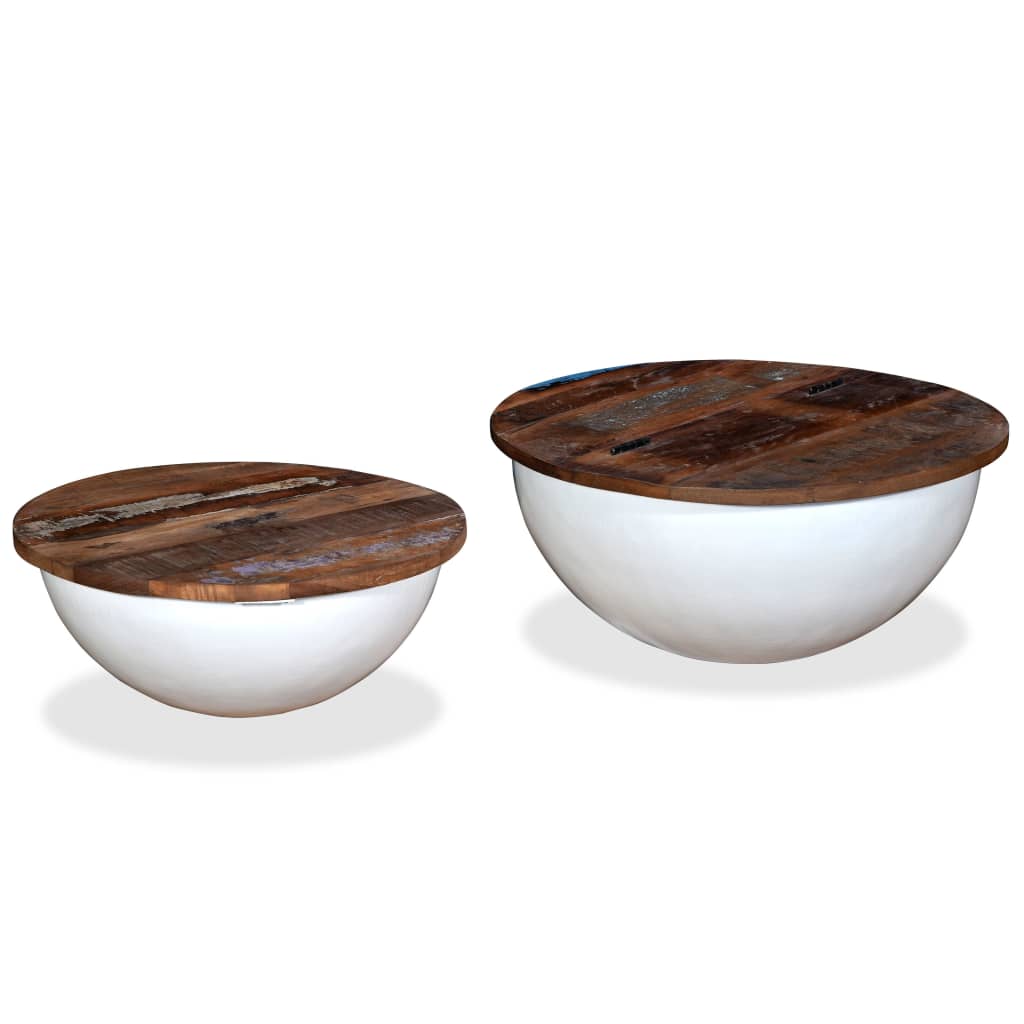 Ensemble de table basse 2pcs Bois récupération massif forme bol - XIOS