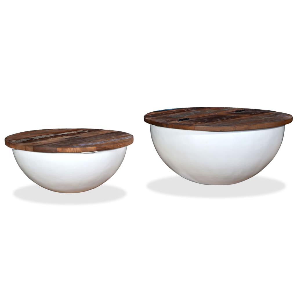 Ensemble de table basse 2pcs Bois récupération massif forme bol - XIOS