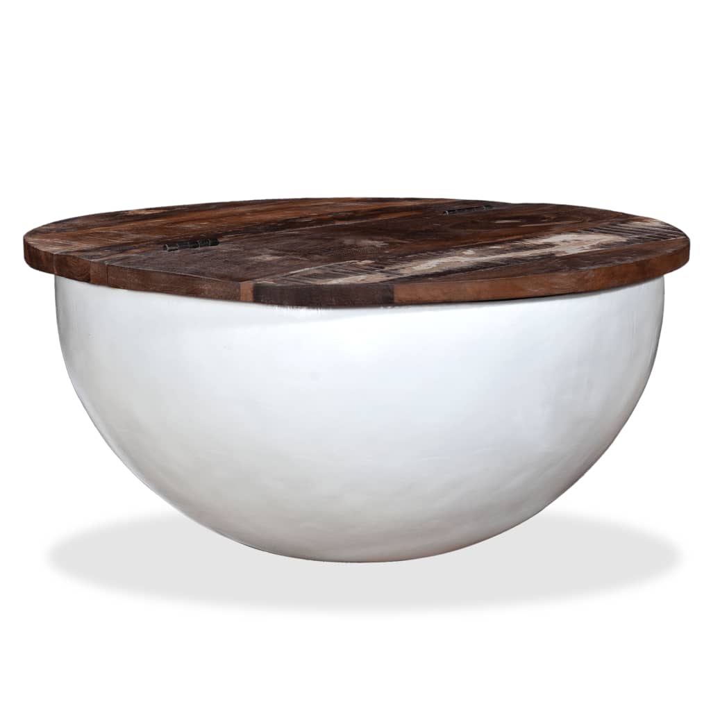 Table basse Bois de récupération massif Blanc Forme de bol - XIOS