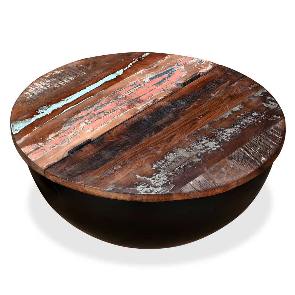 Table basse Bois de récupération massif Noir Forme de bol - XIOS