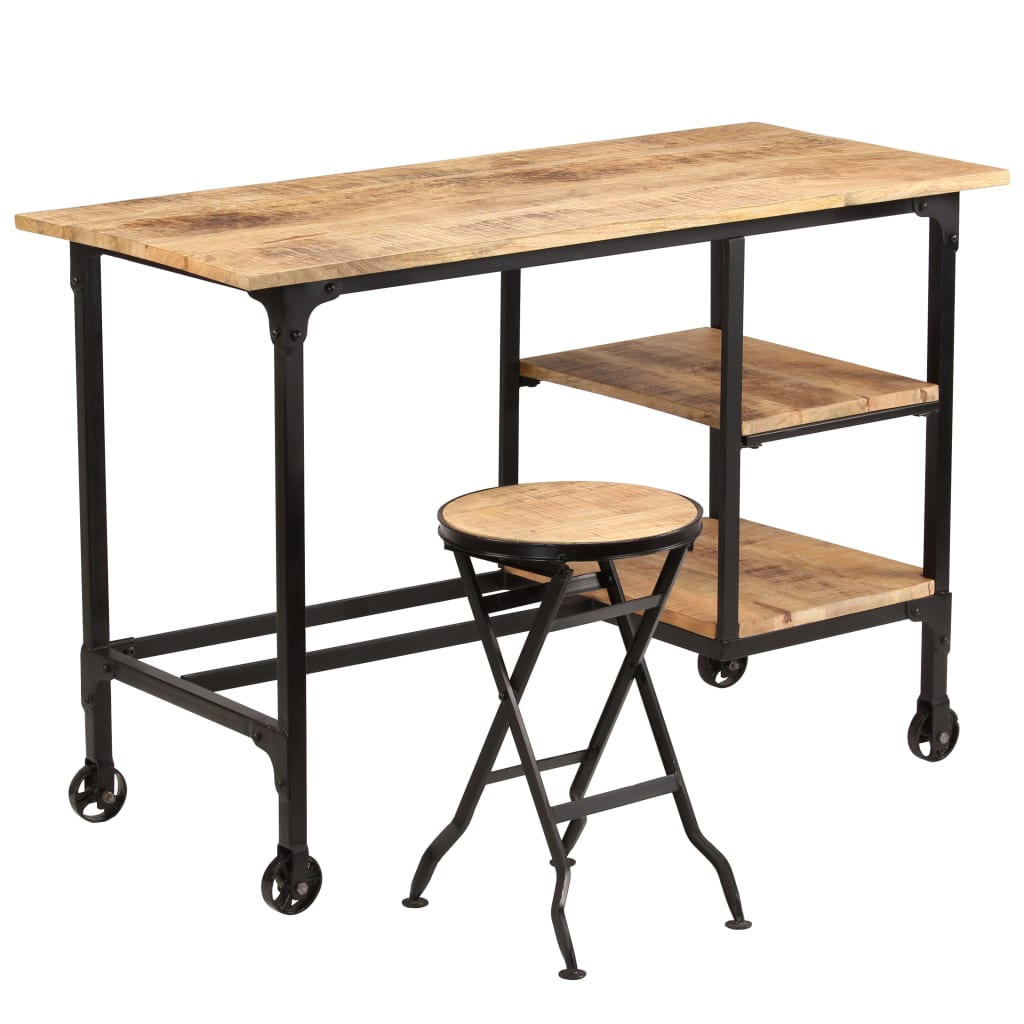 Bureau avec tabouret pliant Bois de manguier massif 115x50x76cm - XIOS