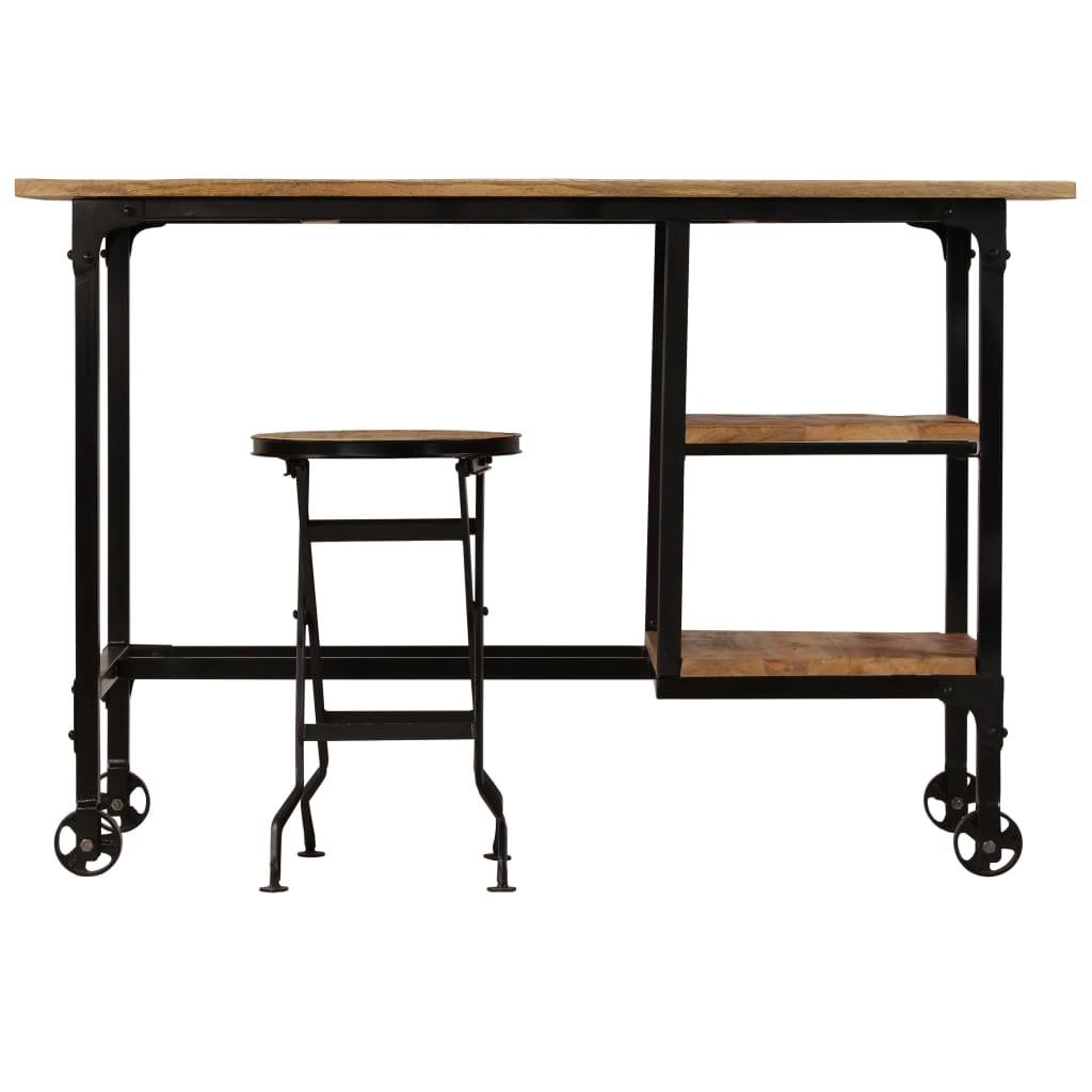 Bureau avec tabouret pliant Bois de manguier massif 115x50x76cm - XIOS
