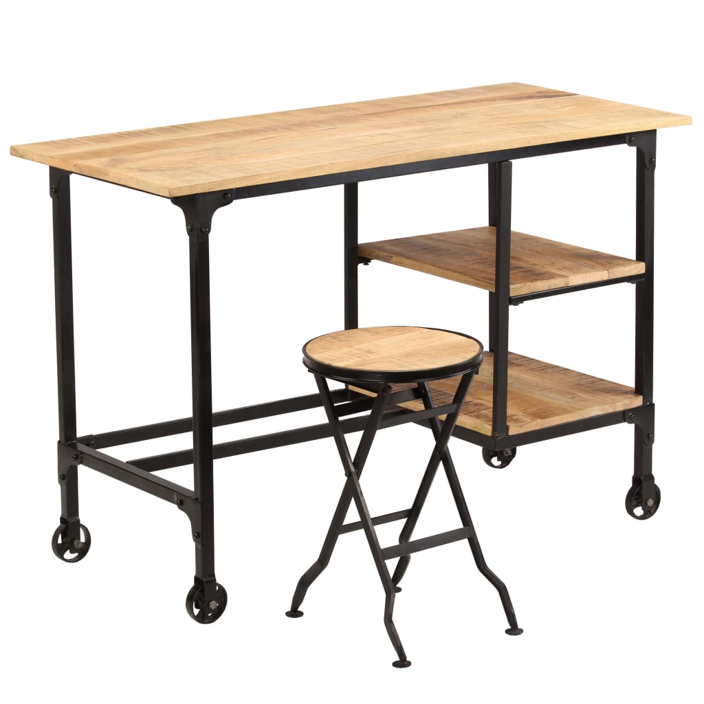 Bureau avec tabouret pliant Bois de manguier massif 115x50x76cm - XIOS