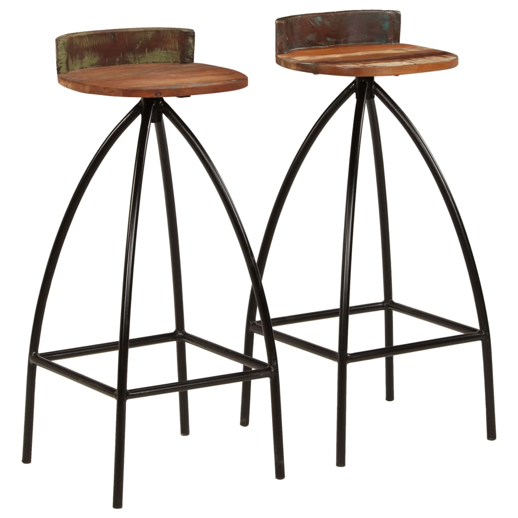 Tabourets de bar lot de 2 bois de récupération massif - XIOS