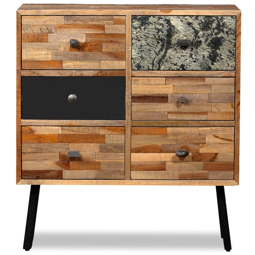 Armoire latérale avec 6 tiroirs Teck massif de récupération - XIOS