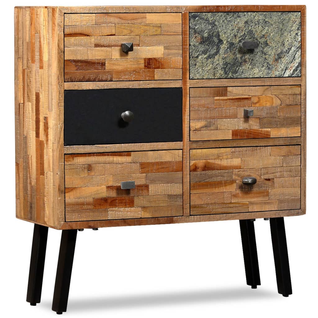 Armoire latérale avec 6 tiroirs Teck massif de récupération - XIOS