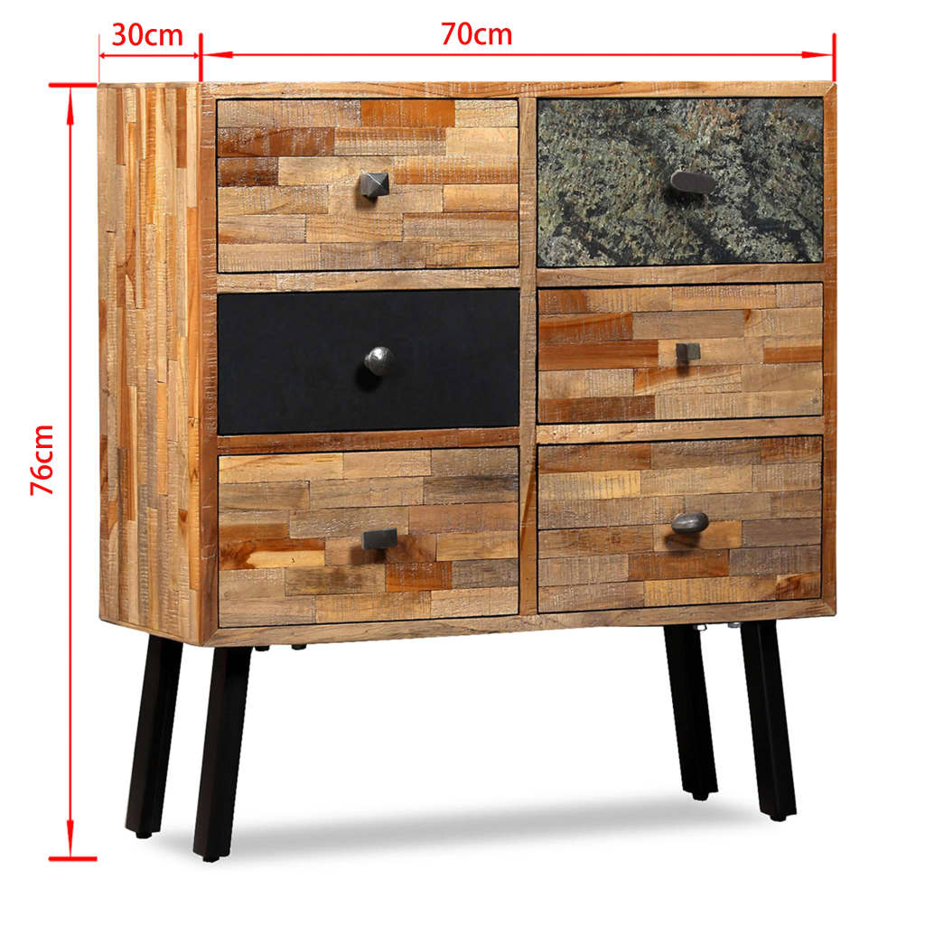 Armoire latérale avec 6 tiroirs Teck massif de récupération - XIOS