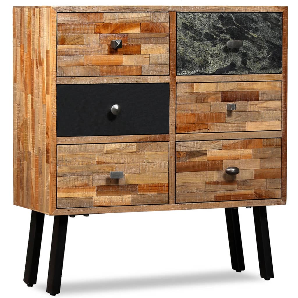 Armoire latérale avec 6 tiroirs Teck massif de récupération - XIOS