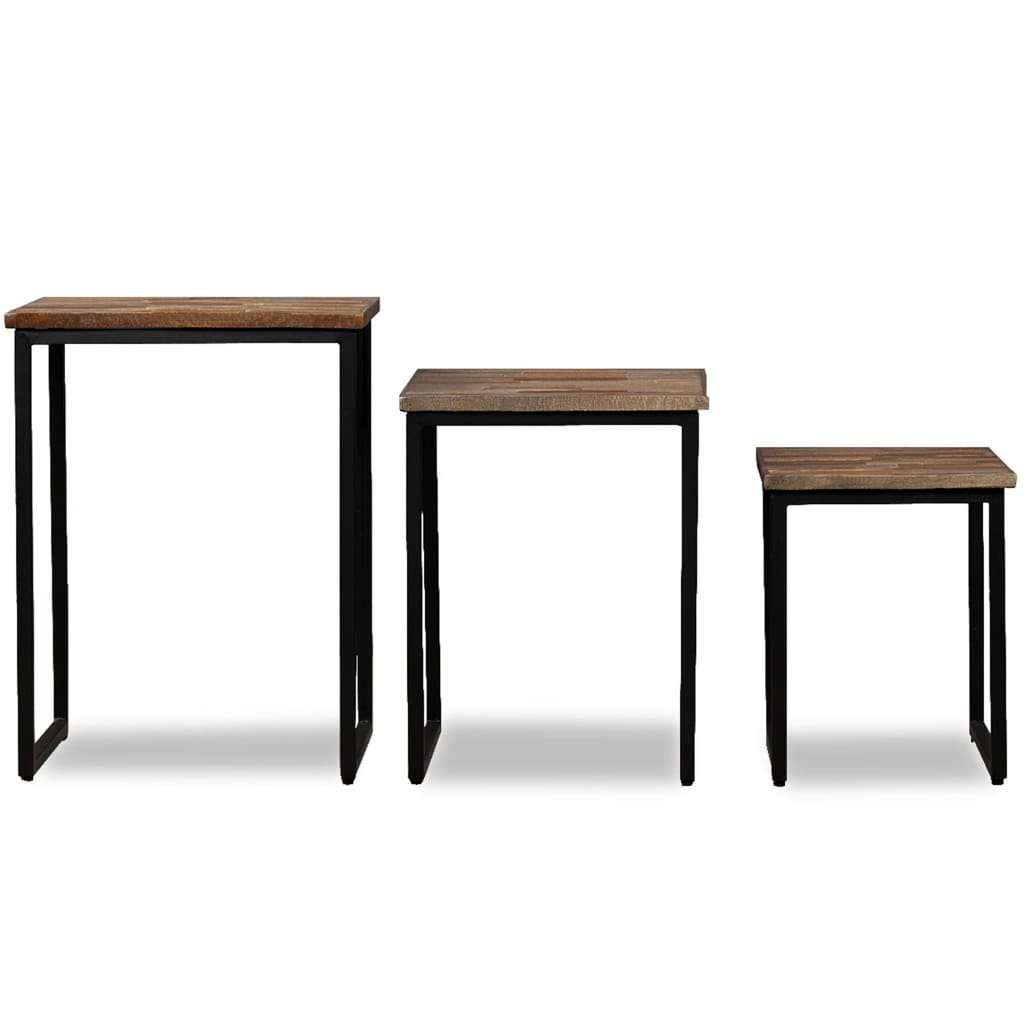 Ensemble de table basse gigogne 3 pcs Teck massif récupération - XIOS