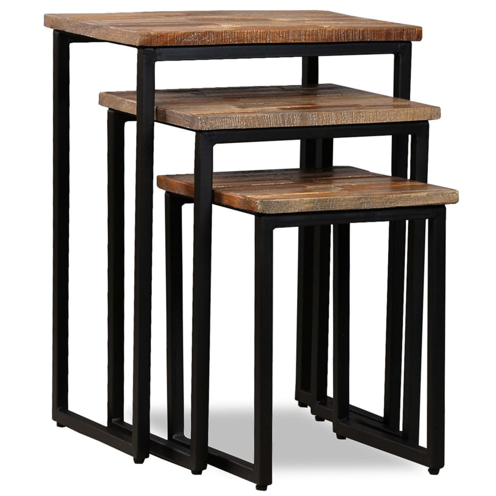 Ensemble de table basse gigogne 3 pcs Teck massif récupération - XIOS
