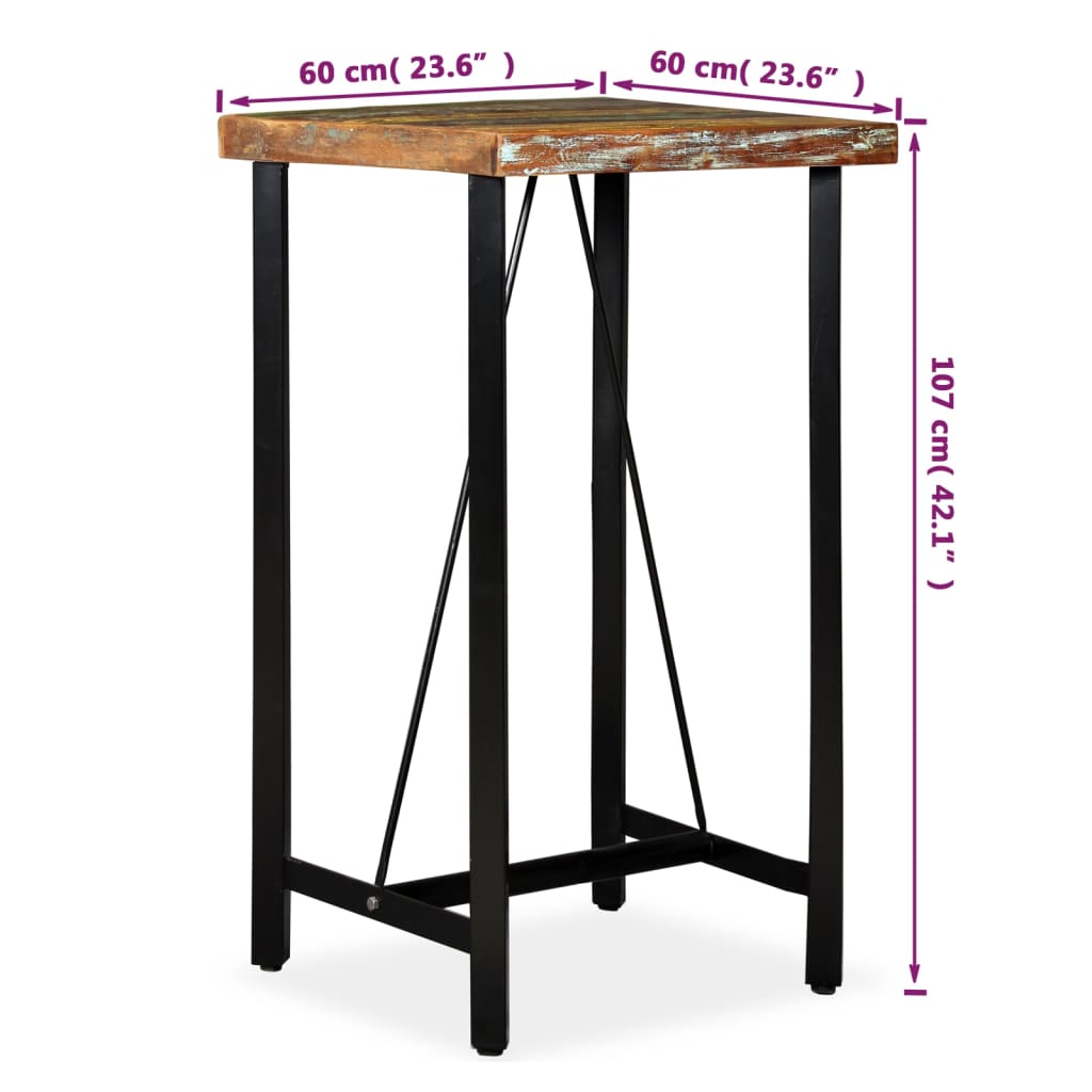 Table de bar Bois de récupération massif 60x60x107 cm - XIOS