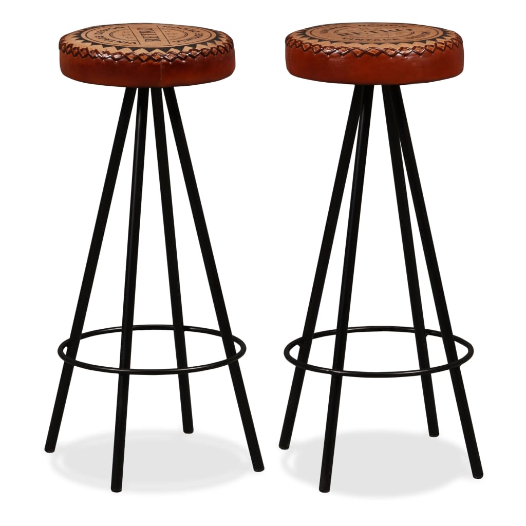 Tabourets de bar lot de 2 cuir véritable - XIOS