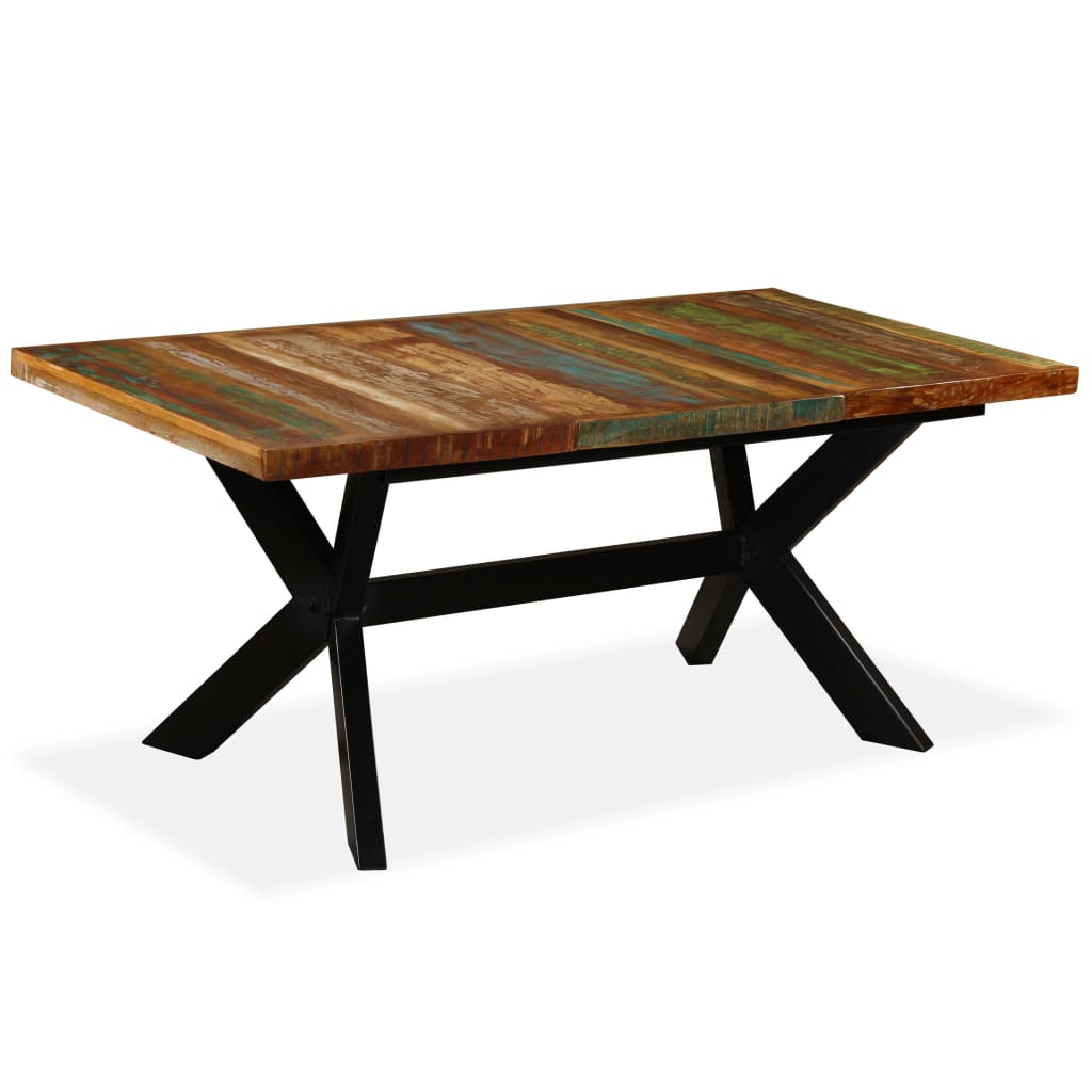 Table à manger Bois récupération massif et croix en acier 180cm - XIOS