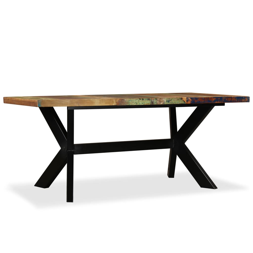 Table à manger Bois récupération massif et croix en acier 180cm - XIOS