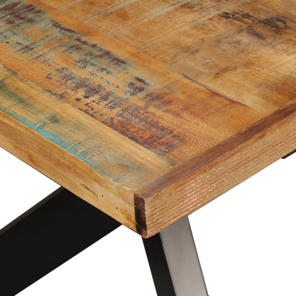 Table à manger Bois récupération massif et croix en acier 180cm - XIOS