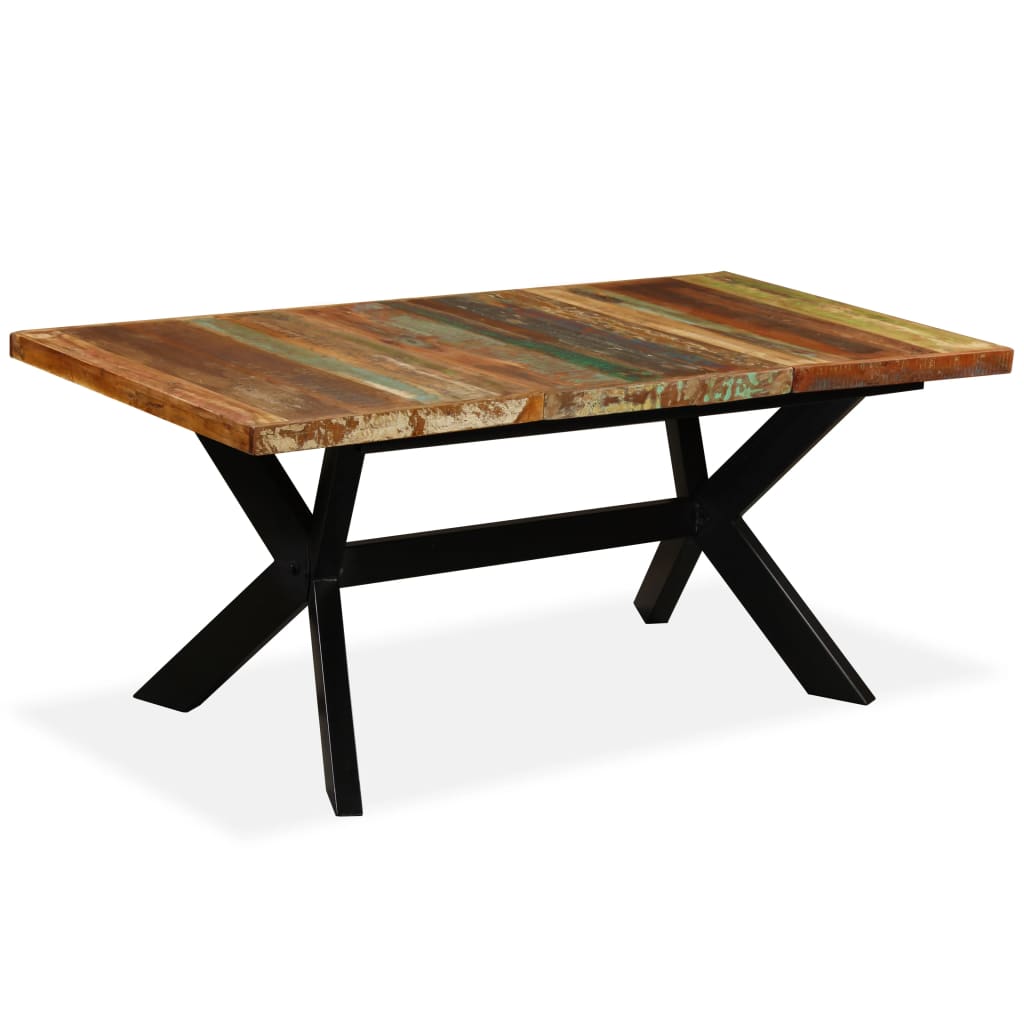 Table à manger Bois récupération massif et croix en acier 180cm - XIOS