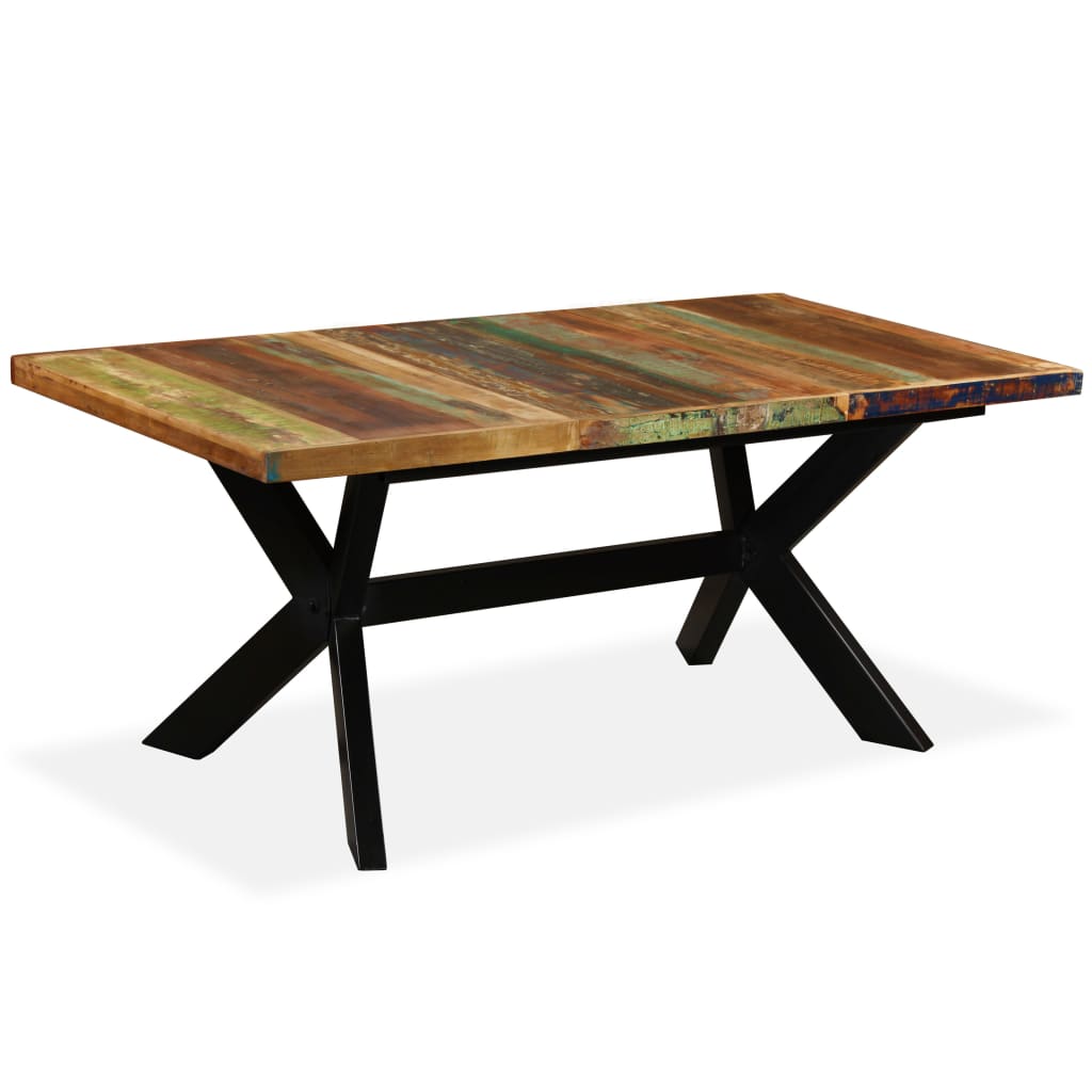 Table à manger Bois récupération massif et croix en acier 180cm - XIOS
