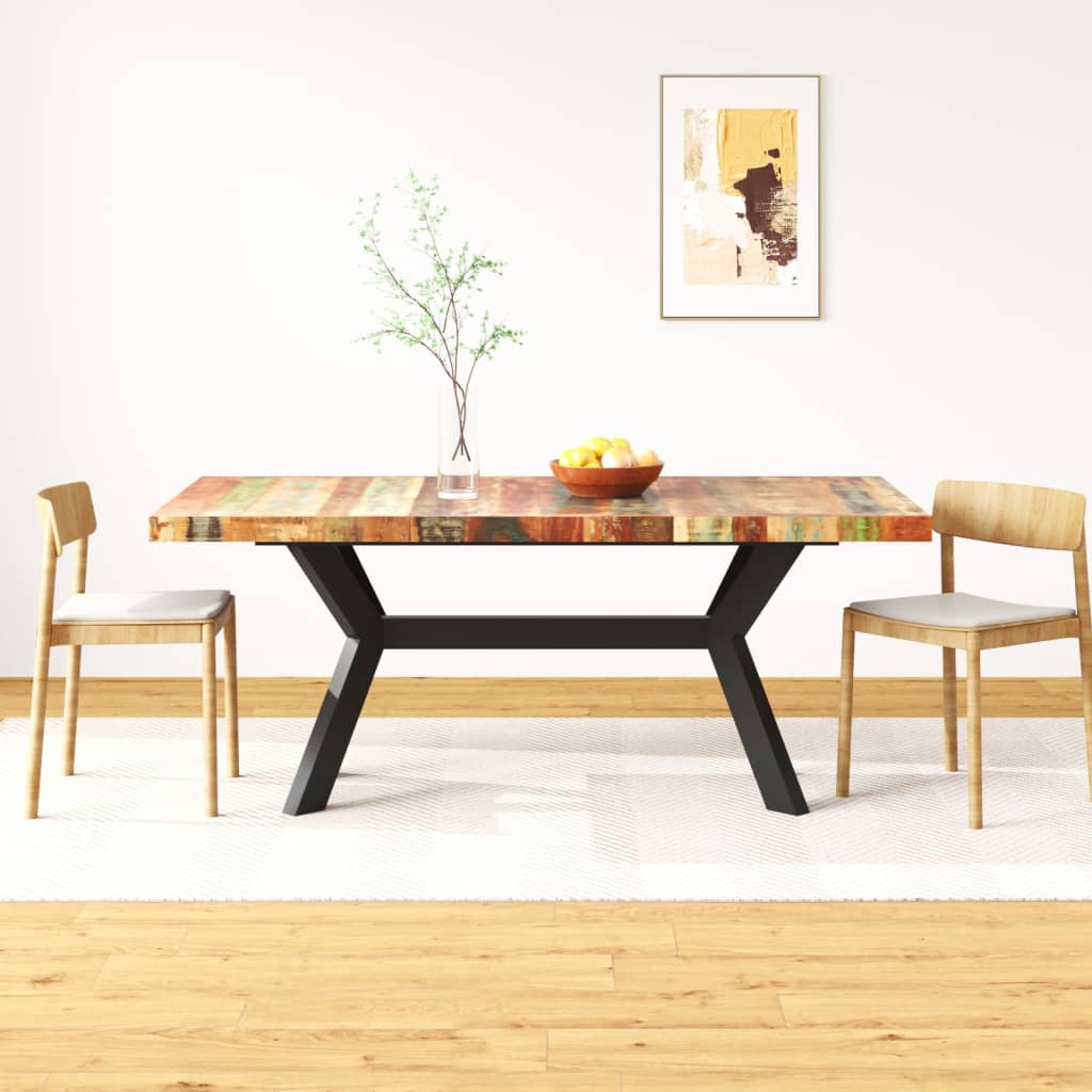 Table à manger Bois récupération massif et croix en acier 180cm - XIOS