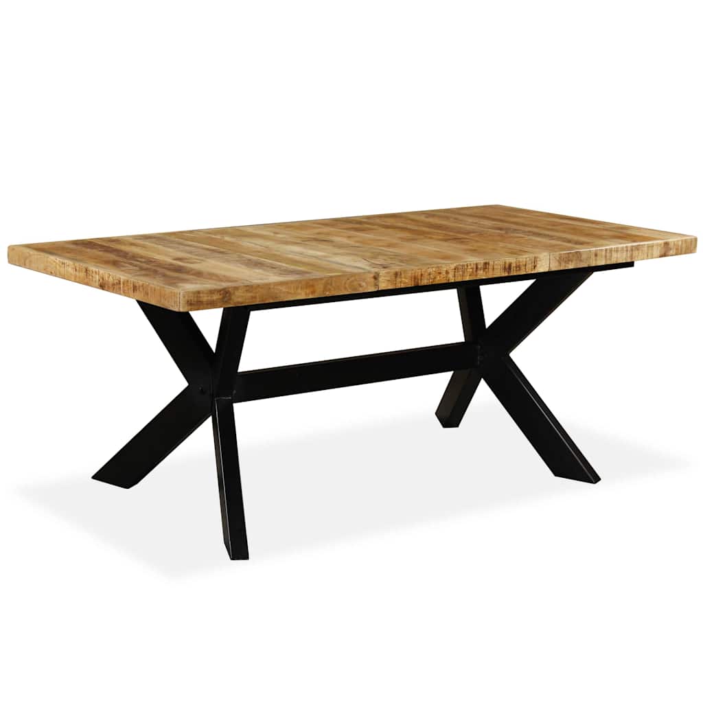 Table à manger Bois de manguier massif et croix en acier 180 cm