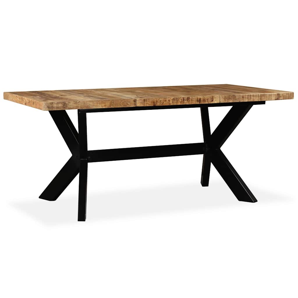 Table à manger Bois de manguier massif et croix en acier 180 cm