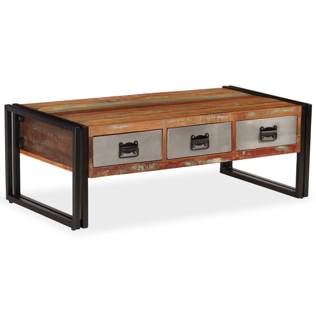 Table basse avec 3 tiroirs Bois de récupération 100x50x35 cm - XIOS
