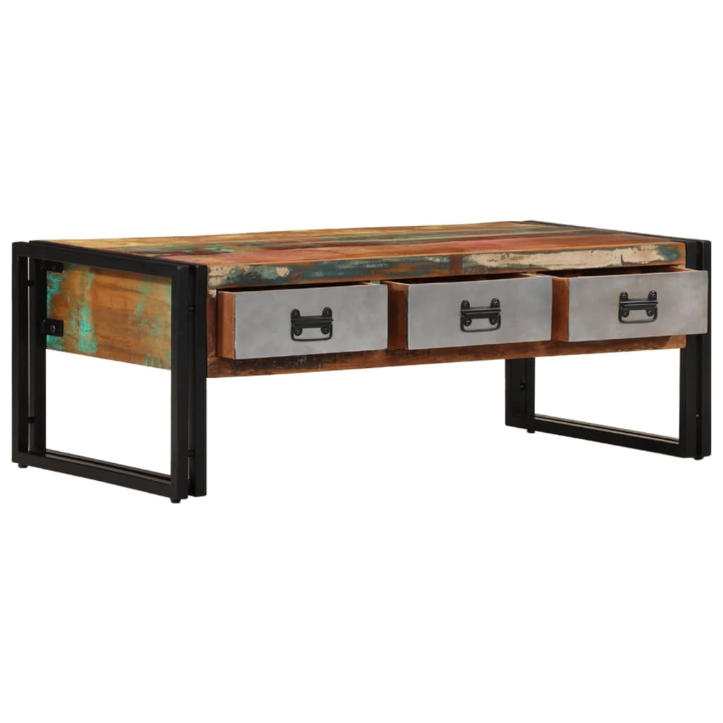 Table basse avec 3 tiroirs Bois de récupération 100x50x35 cm - XIOS