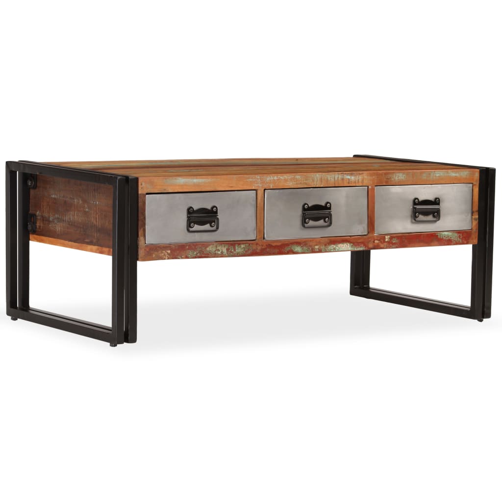 Table basse avec 3 tiroirs Bois de récupération 100x50x35 cm - XIOS