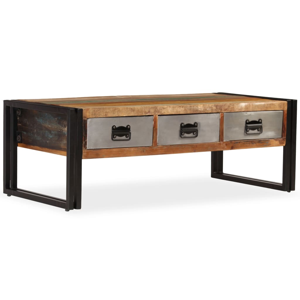 Table basse avec 3 tiroirs Bois de récupération 100x50x35 cm - XIOS