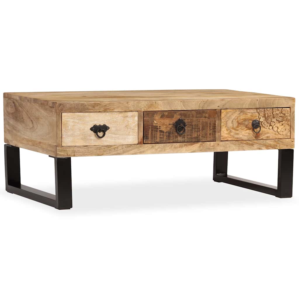 Table basse avec 3 tiroirs Bois de manguier massif 90x50x35 cm