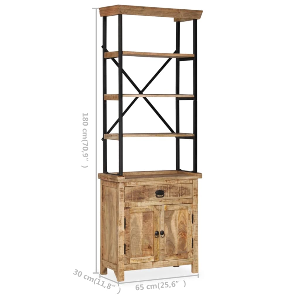 Buffet avec étagères en bois de manguier massif 65x30x180 cm - XIOS