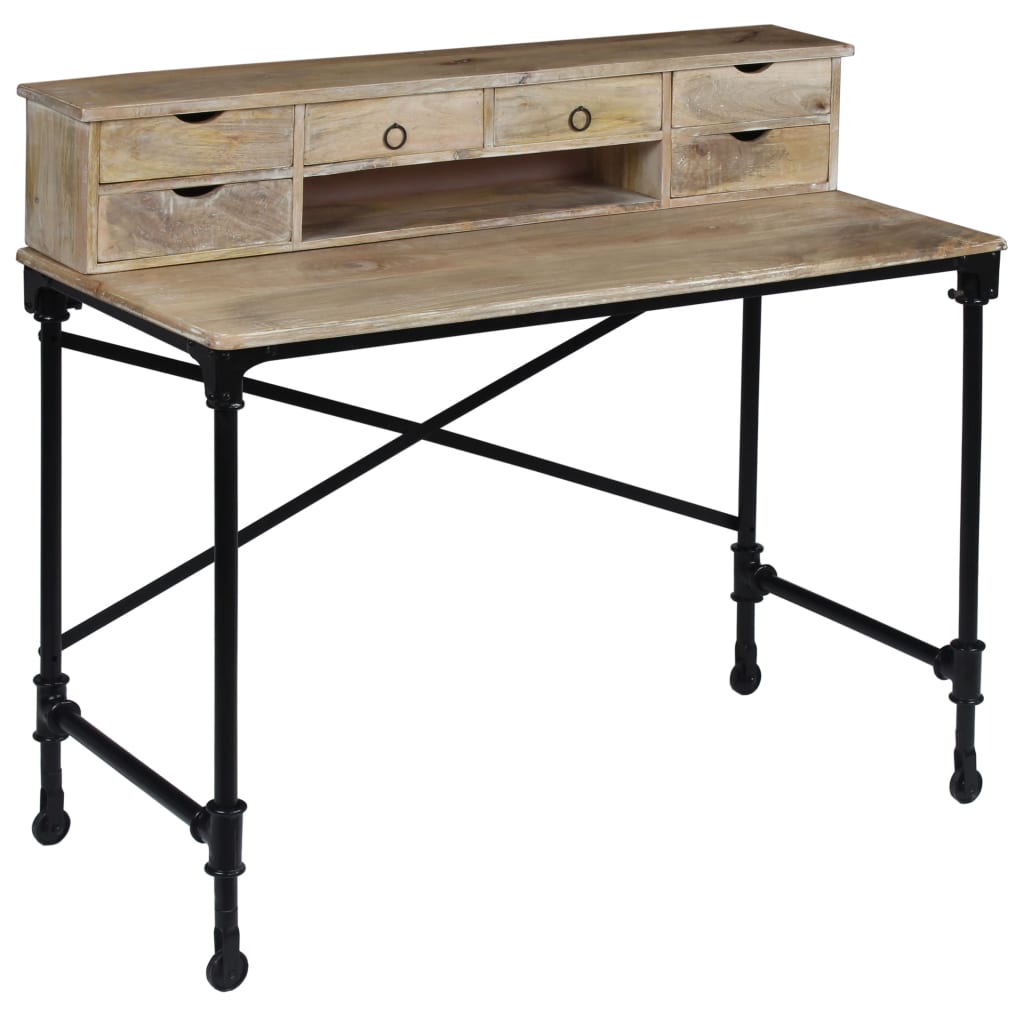 Bureau Bois de manguier massif et acier 110 x 50 x 96 cm