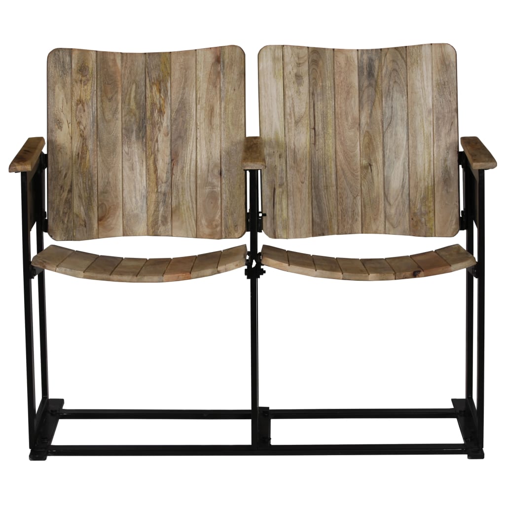 Banc à 2 places Bois de manguier massif et acier - XIOS