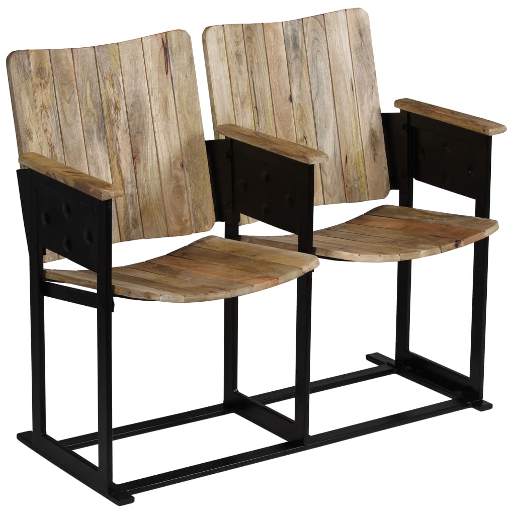 Banc à 2 places Bois de manguier massif et acier - XIOS