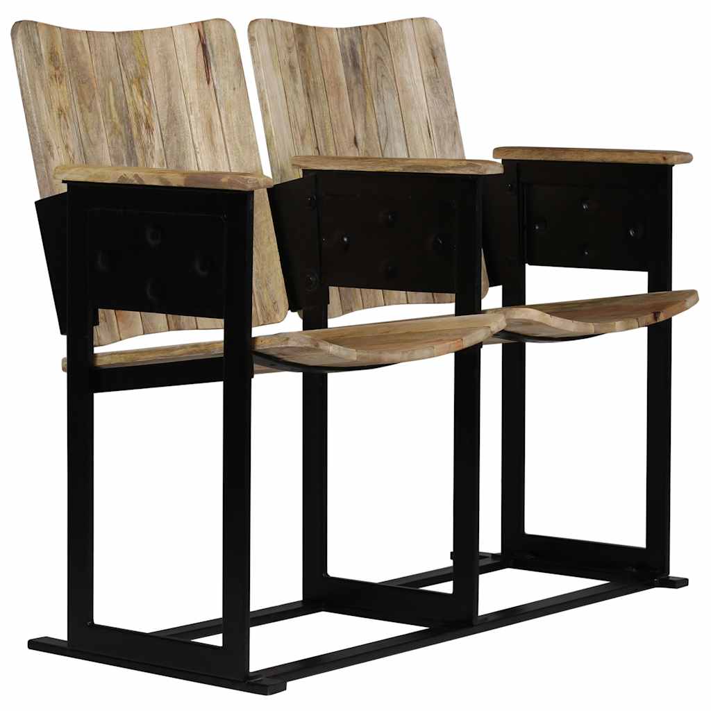 Banc à 2 places Bois de manguier massif et acier - XIOS