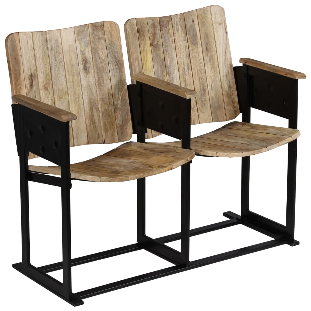 Banc à 2 places Bois de manguier massif et acier - XIOS