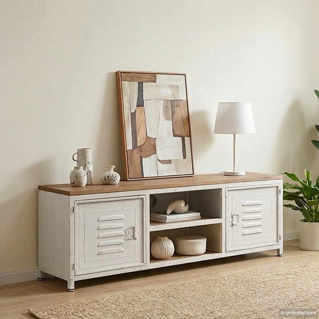 Meuble TV 120x30x40 cm Blanc - XIOS