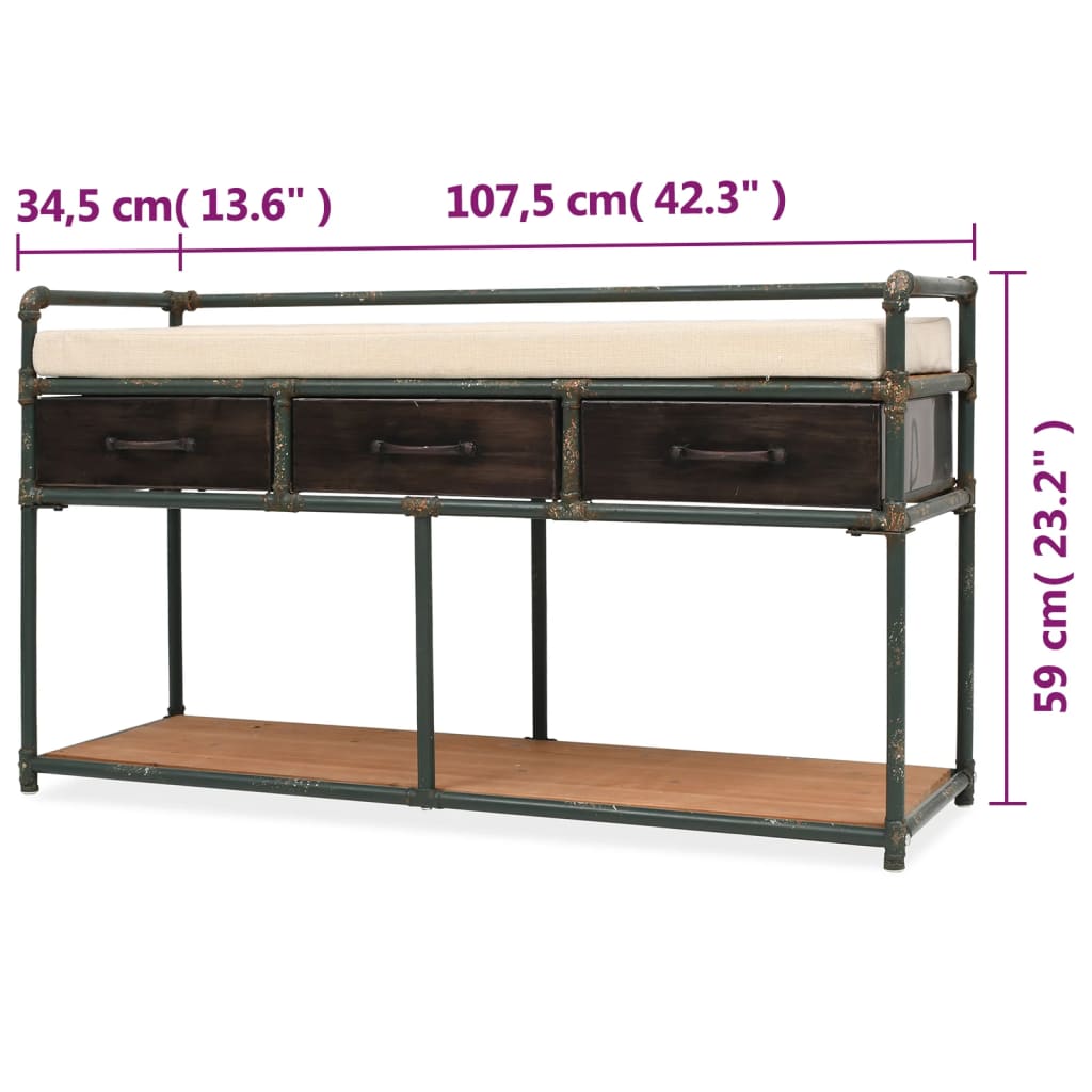 Banc de rangement avec coussin 107,5 x 34,5 x 59 cm - XIOS