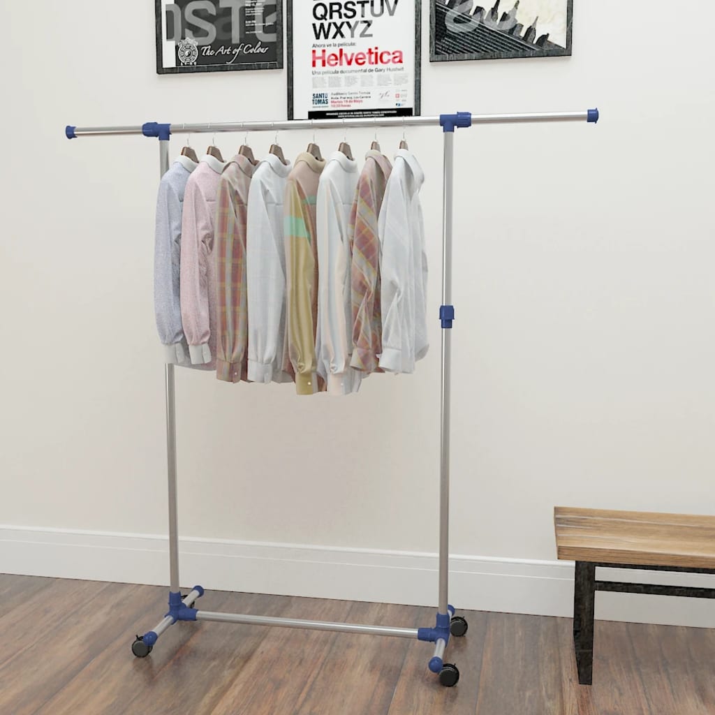 Porte-vêtements réglable Acier inoxydable 165x44x150 cm Argenté