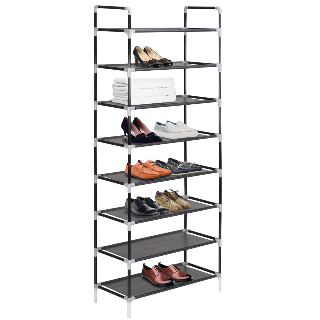 Range-chaussures avec 8 étagères Métal et Tissu non tissé Noir - XIOS