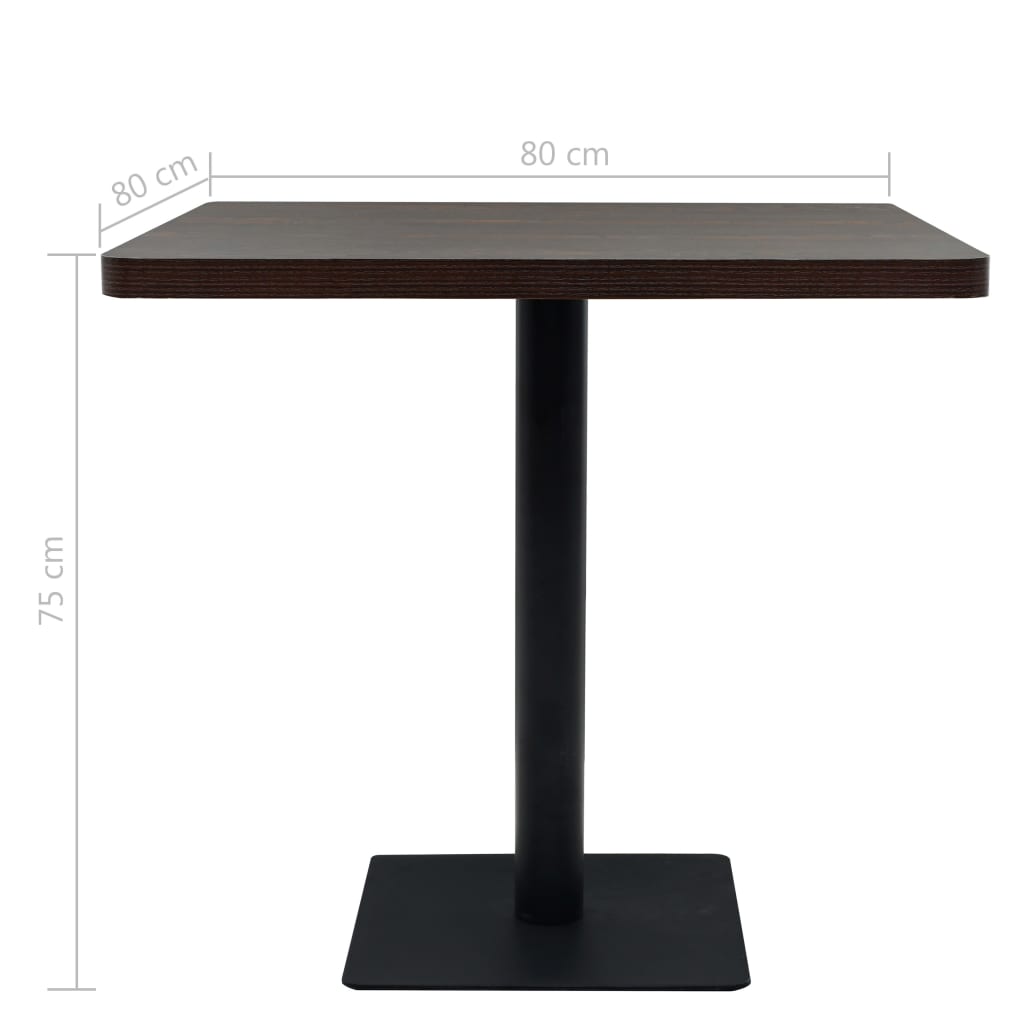 Table de bistro MDF et acier Carré 80 x 80 x 75 cm Frêne foncé - XIOS