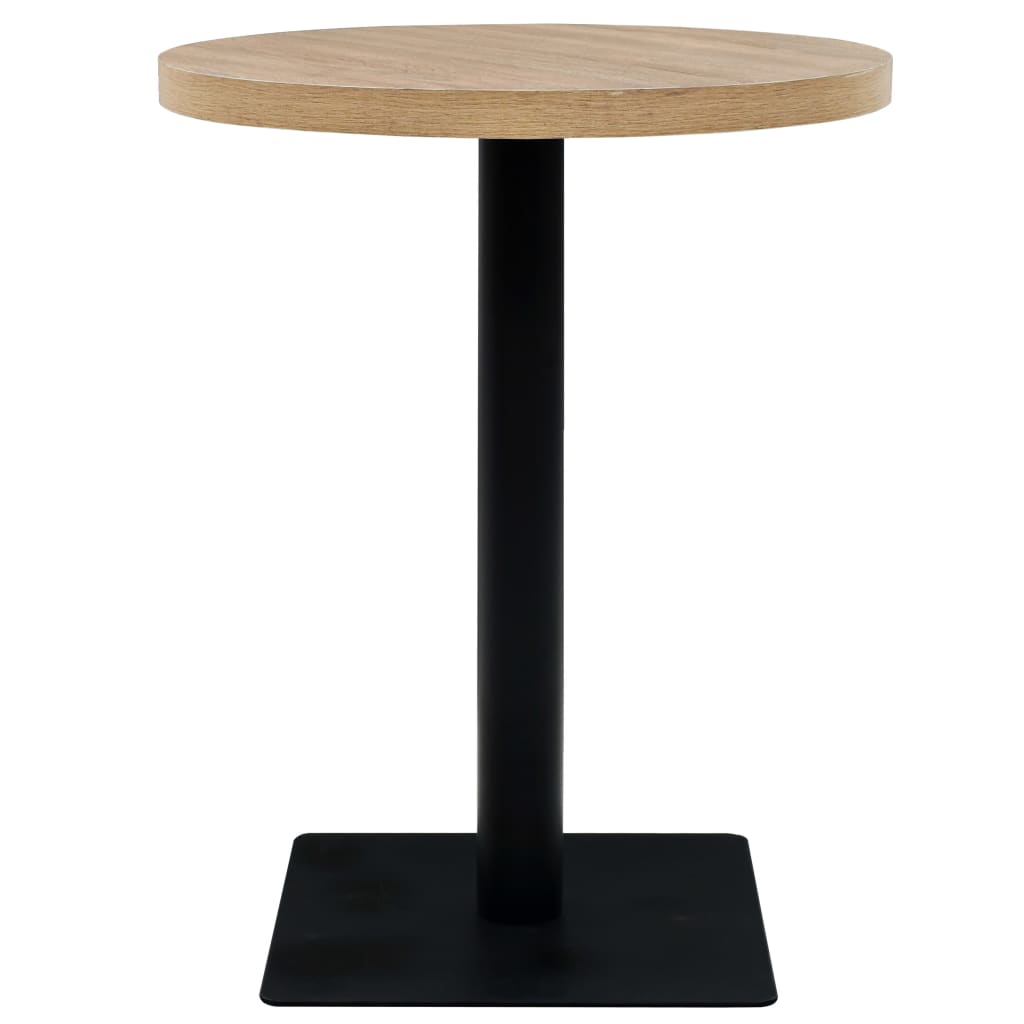 Table de bistro MDF et acier Rond 60 x 75 cm Couleur de chêne - XIOS
