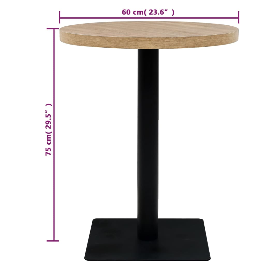 Table de bistro MDF et acier Rond 60 x 75 cm Couleur de chêne - XIOS